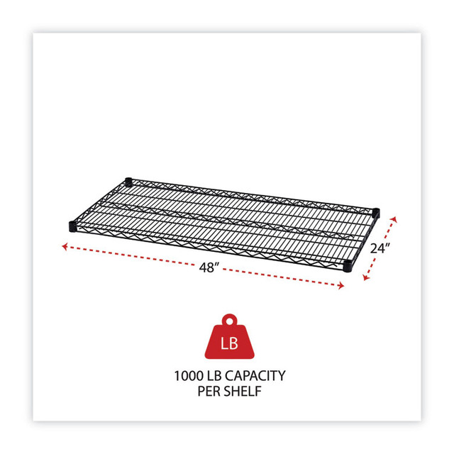 ALERA SW58-4824BL Industrial Wire Shelving Extra Wire Shelves, 48w x 24d, Black, 2 Shelves/Carton