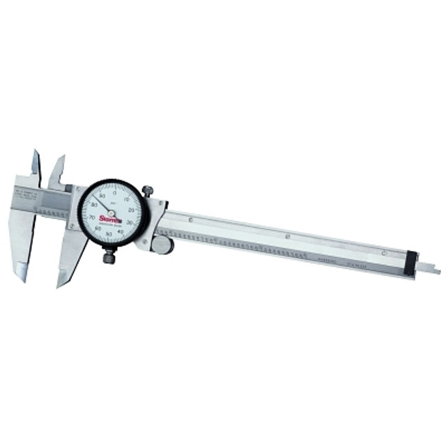 L.S. Starrett 120 Series Dial Caliper, 0 to 6 in, Stainless Steel Tip, White Display