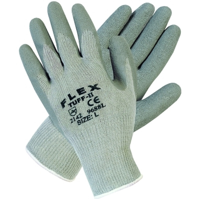 MCR Safety 9688L Flex Tuff-II Latex Coated Gloves, Large, Gray