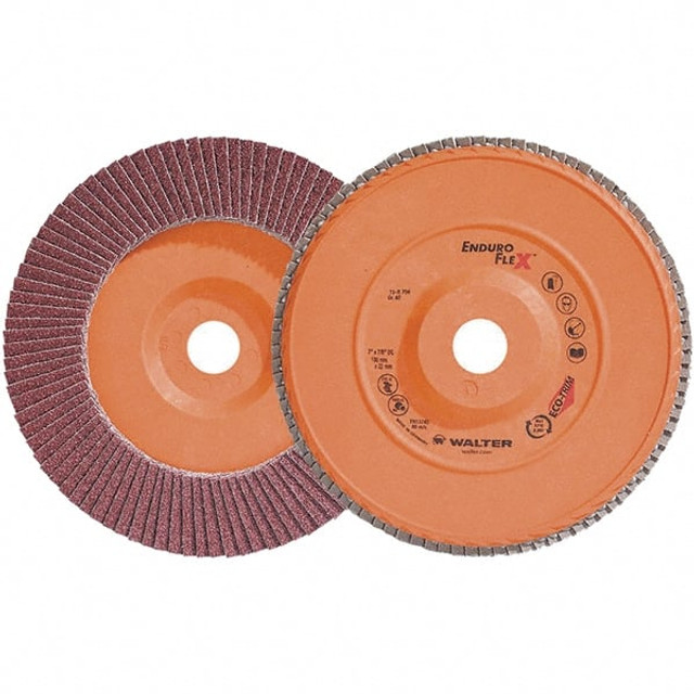 WALTER Surface Technologies 15R704 Flap Disc: 7/8" Hole, 40 Grit, Zirconia Alumina, Type 27