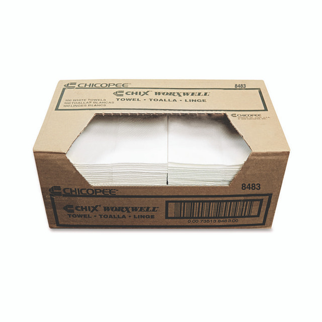 CHICOPEE, INC 8483 Durawipe Shop Towels, 13 x 15, Flat, White, 300/Carton