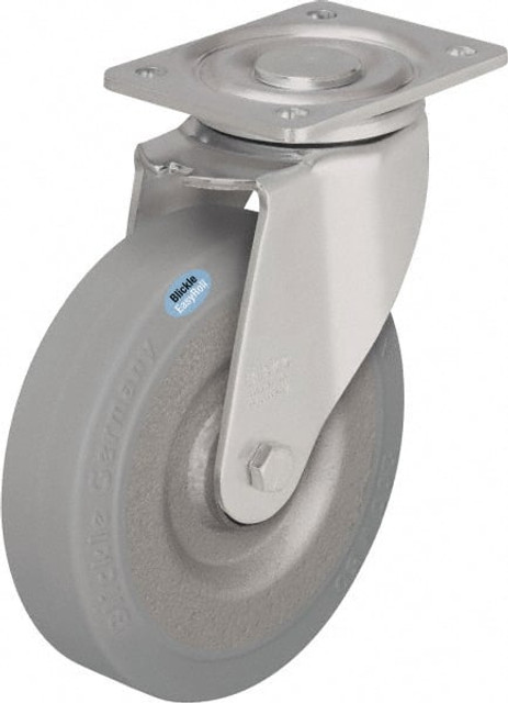 Blickle 466847 Swivel Top Plate Caster: Solid Rubber, 8" Wheel Dia, 1-31/32" Wheel Width, 1,320 lb Capacity, 9-41/64" OAH