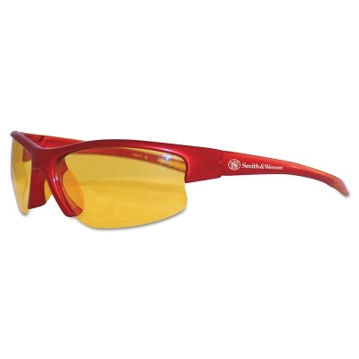 Kimberly-Clark Professional Smith & Wesson® Equalizer Safety Glasses, Amber Polycarbonate Lens, Uncoated, Red, Nylon
