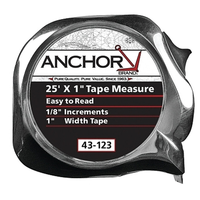 ORS Nasco Anchor Brand Easy to Read Tape Measure, 1 in x 25 ft, Chrome ORS Nasco Anchor Brand Easy to Read Tape Measure, 1 in x 25 ft, Chrome