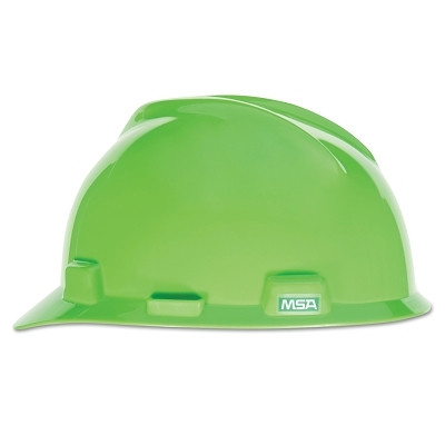 MSA V-Gard® Protective Cap-Style Hard Hat, Slotted, Fas-Trac® III Suspension, Standard Size, Bright Lime-Green