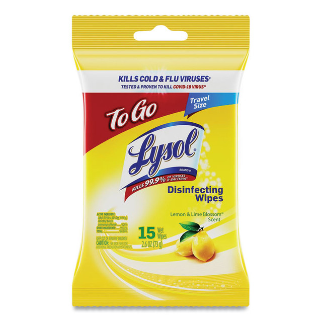 RECKITT BENCKISER LYSOL® Brand 99799CT Disinfecting Wipes Flatpacks, 1-Ply, 6.69 x 7.87, Lemon and Lime Blossom, White, 15 Wipes/Flat Pack, 24 Flat Packs/Carton