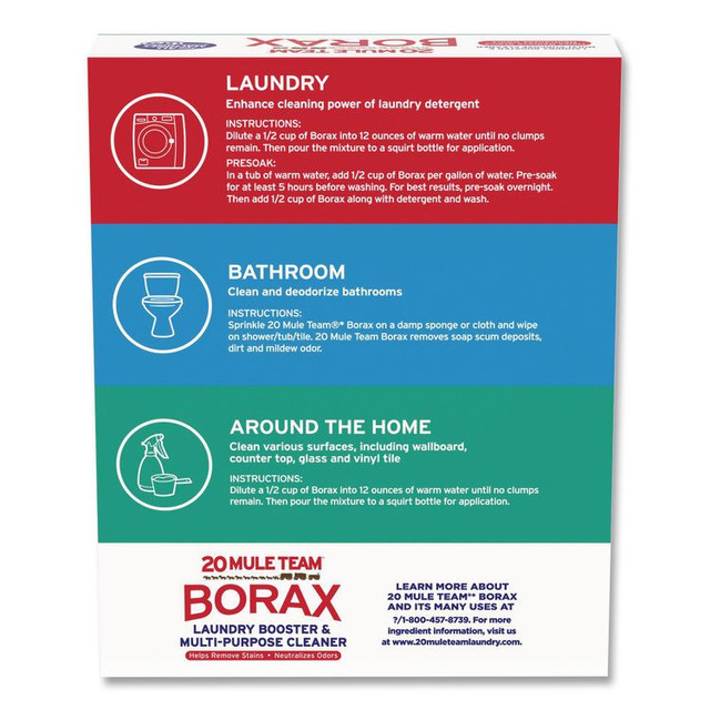 DIAL PROFESSIONAL 00201 20 Mule Team Borax All Laundry Booster, Powder, 4 lb Box, 6 Boxes/Carton