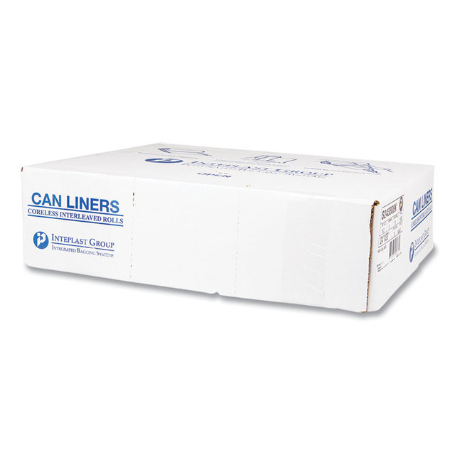 INTEGRATED BAGGING SYSTEMS Inteplast Group S243308K High-Density Commercial Can Liners, 16 gal, 8 mic, 24" x 33", Black, Interleaved Roll, 50 Bags/Roll, 20 Rolls/Carton