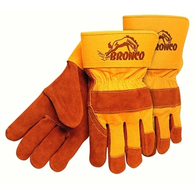 MCR Safety 1680 Premium Side Split Cow Gloves, Large, Select A Side Leather, Rust/Orange