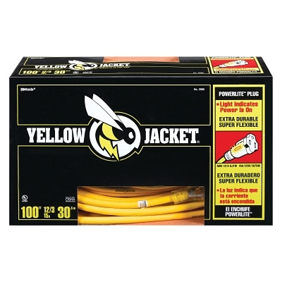 Woods Wire Yellow Jacket® Power Cord, 100 ft, 1 Outlet, Yellow