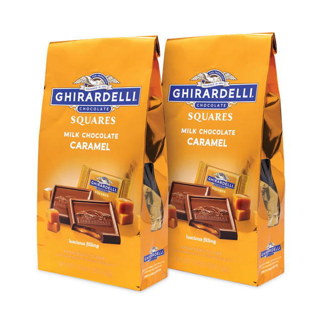 GHIRARDELLI 30001034 Milk Chocolate and Caramel Chocolate Squares, 9.04 oz Bags, 2 Bags/Pack