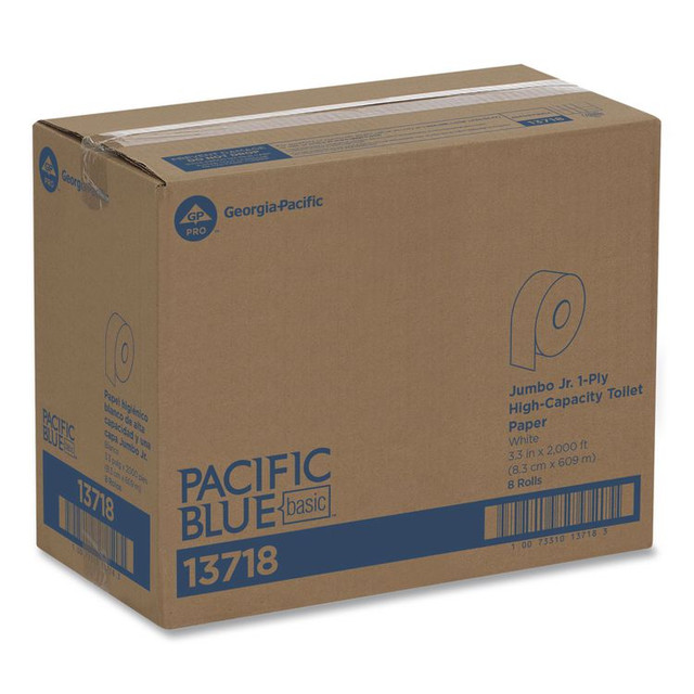 GEORGIA PACIFIC Professional 13718 acclaim Jumbo Jr. Bath Tissue Roll, Septic Safe, 1-Ply, 3.5" x 2,000 ft, White, 8 Rolls/Carton