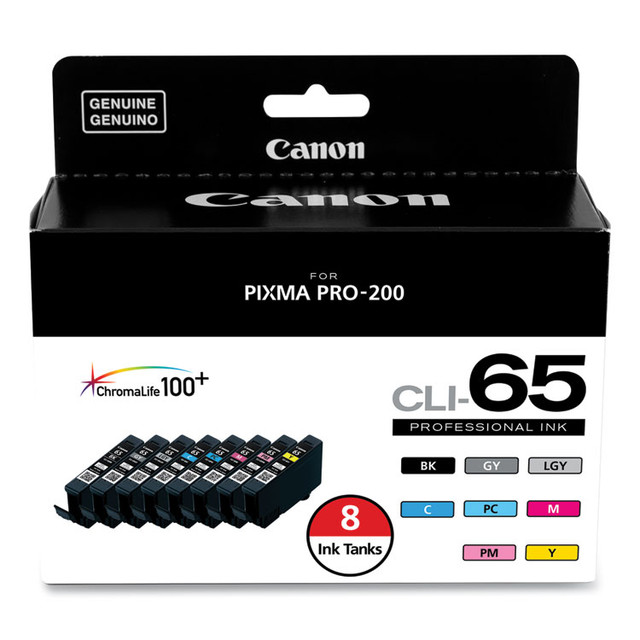 INNOVERA Canon® 4215C007 4215C007 (CLI-65) Ink, Black/Cyan/Gray/Light Gray/Magenta/Photo Cyan/Photo Magenta/Yellow, 8/Pack