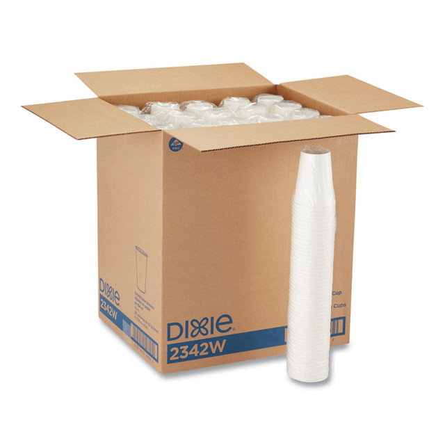 GEORGIA PACIFIC Dixie® 2342W Paper Hot Cups, 12 oz, White, 50/Sleeve, 20 Sleeves/Carton
