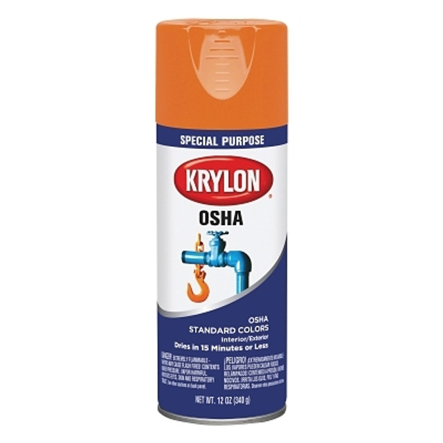 Krylon® Industrial Krylon® K02410777 OSHA Safety Color Spray Paint, 12 oz Fill, Aerosol Can, Safety Orange, Gloss