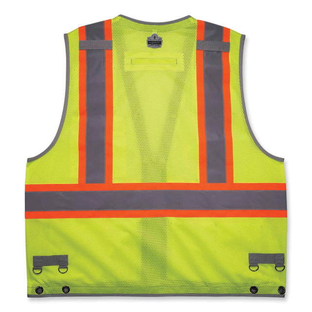 TENACIOUS HOLDINGS, INC. ergodyne® 24175 GloWear 8231TV Class 2 Hi-Vis Tool Tethering Safety Vest, Polyester, Large/X-Large, Lime