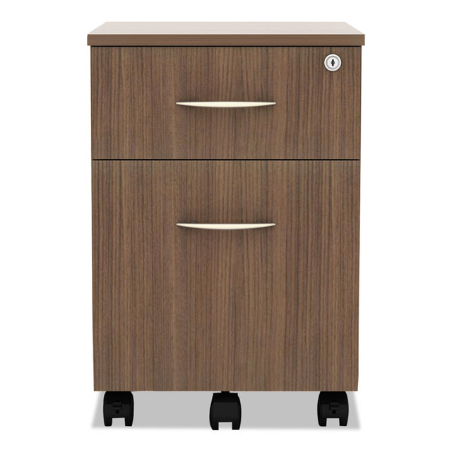 ALERA VABFWA Alera Valencia Series Mobile Pedestal, Left/Right, 2-Drawers: Box/File, Legal/Letter, Modern Walnut, 15.88" x 19.13" x 22.88"