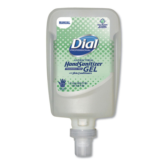 DIAL PROFESSIONAL 16706EA Antibacterial Gel Hand Sanitizer Refill for FIT Manual Dispenser, 1.2 L, Fragrance-Free