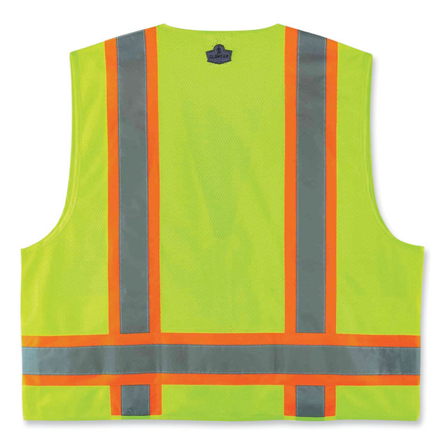 TENACIOUS HOLDINGS, INC. ergodyne® 24079 GloWear 8248Z Class 2 Two-Tone Surveyors Zipper Vest, Polyester, 4X-Large/5X-Large, Lime