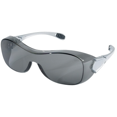 MCR Safety Law® OTG Protective Eyewear, Gray Polycarbonate Lens, UV-AF® Anti-Fog, Clear Polycarbonate Frame