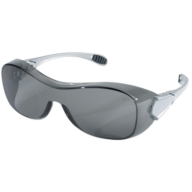 MCR Safety Law® OTG Protective Eyewear, Gray Polycarbonate Lens, UV-AF® Anti-Fog, Clear Polycarbonate Frame