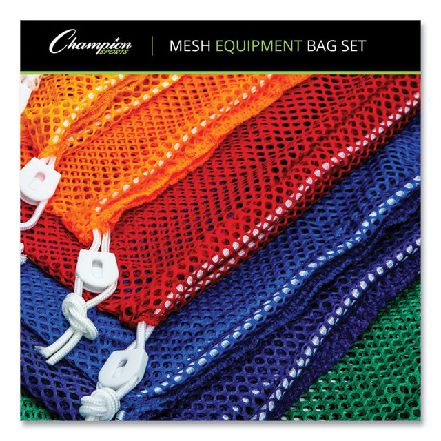 CHAMPION SPORT Sports MB18SET Heavy-Duty Mesh Bag, 12" x 18", Gold, Green, Orange, Purple, Royal Blue, Scarlet Red, 6/Set