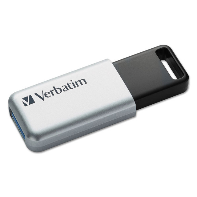 VERBATIM CORPORATION 98666 Store 'n' Go Secure Pro USB Flash Drive with AES 256 Encryption, 64 GB, Silver