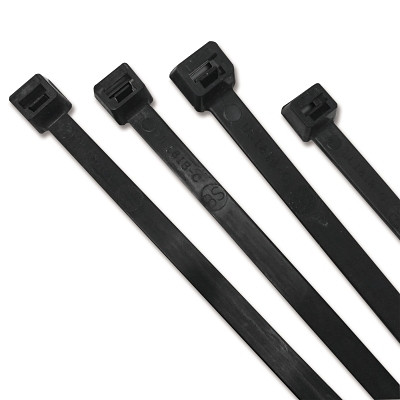 ORS Nasco Anchor Brand UV Stabilized Cable Tie, 50 lb Tensile Strength, 14.6 in L, Black, 100 EA/BG