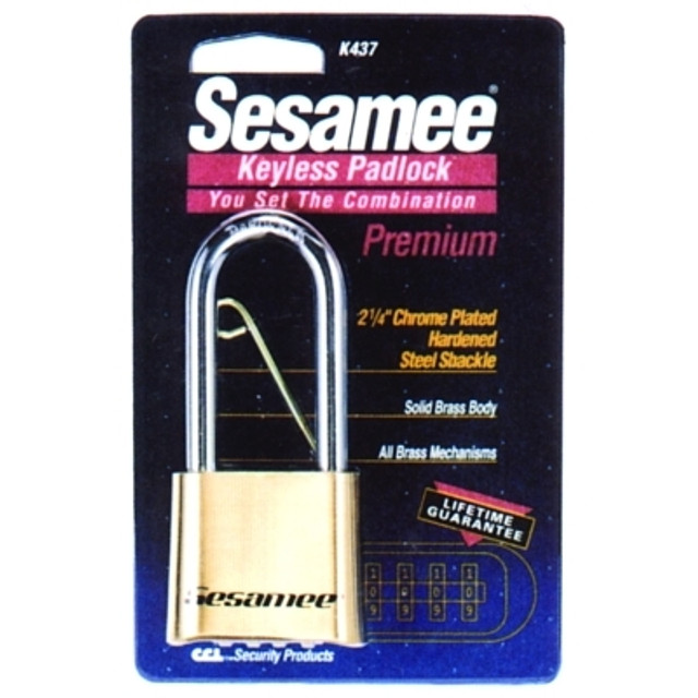 CCL™ Sesamee® Keyless Padlock, 5/16 in Shackle dia, 2-1/4 in L x 1 in W, Brass, Carded