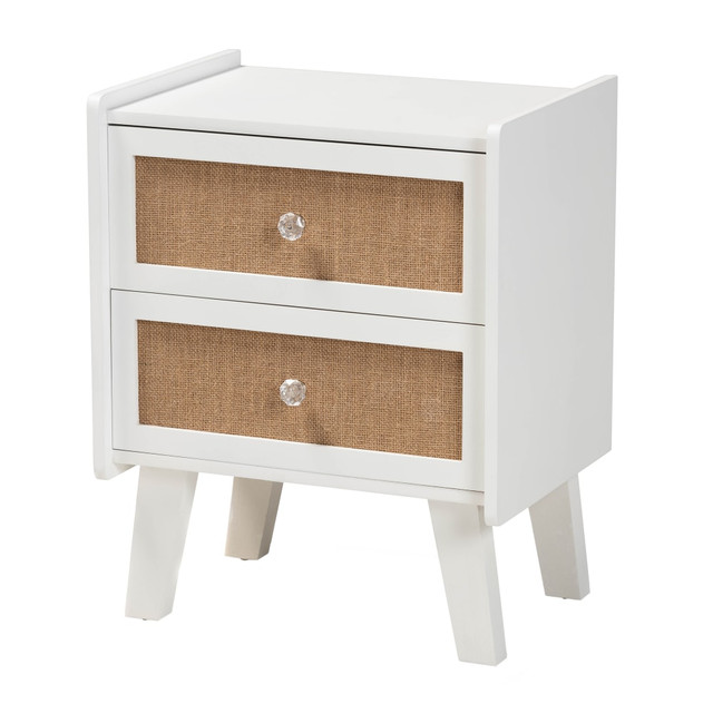 WHOLESALE INTERIORS, INC. 2721-12187 Baxton Studio Balta 2-Drawer Nightstand, 19-3/4inH x 15-3/4inW x 11-13/16inD, Oak Brown/White