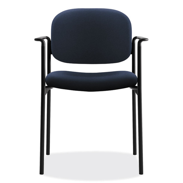 HON COMPANY VL616VA90 VL616 Stacking Guest Chair with Arms, Fabric Upholstery, 23.25" x 21" x 32.75", Navy Seat, Navy Back, Black Base