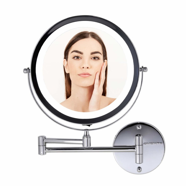 TOPNET, INC. Ovente MFW85CH1X7X  Wall-Mounted Vanity Makeup Mirror, 8-1/2in, Chrome