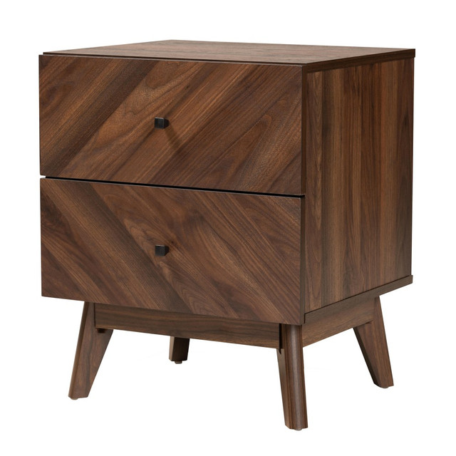 WHOLESALE INTERIORS, INC. 2721-11719 Baxton Studio Hartman 2-Drawer Nightstand, 22-3/4inH x 19inW x 16-1/4inD, Walnut Brown WHOLESALE INTERIORS, INC. 2721-11719 Baxton Studio Hartman 2-Drawer Nightstand, 22-3/4inH x 19inW x 16-1/4inD, Walnut Brown
