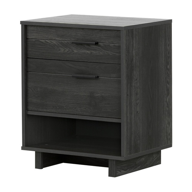 SOUTH SHORE IND LTD 10553 South Shore Fynn Nightstand With Cord Catcher, 24-3/4inH x 22-1/4inW x 16-1/2inD, Gray Oak