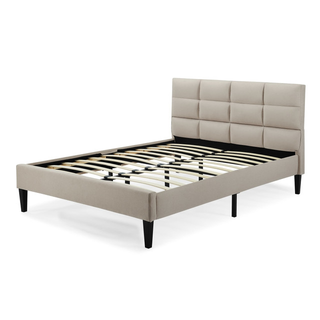 LIFESTYLE SOLUTIONS INC. SA-ZOYFBGU2522 Lifestyle Solutions Serta Zara Upholstered Platform Bed Frame, Full, 41-3/4inH x 57-7/8inW x 82-3/4inD, Beige