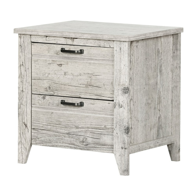 SOUTH SHORE IND LTD South Shore 11884  Lionel 2-Drawer Nightstand, 23-1/4inH x 22-3/4inW x 18-1/4inD, Seaside Pine