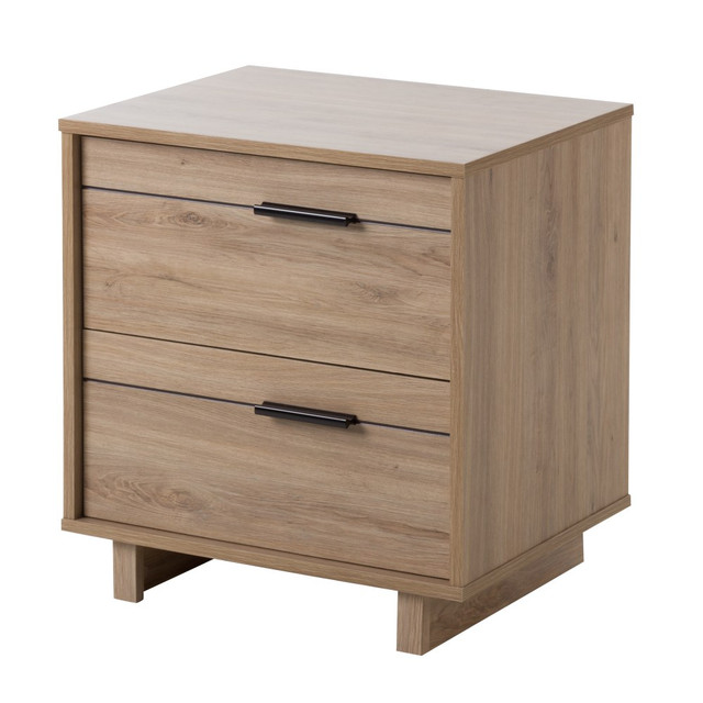 SOUTH SHORE IND LTD South Shore 9067060  Fynn 2-Drawer Nightstand, 22-1/4inH x 22-1/4inW x 16-1/2inD, Rustic Oak