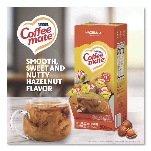 NESTLE Coffee mate® 35180BX Liquid Coffee Creamer, Hazelnut, 0.38 oz Mini Cups, 50/Box