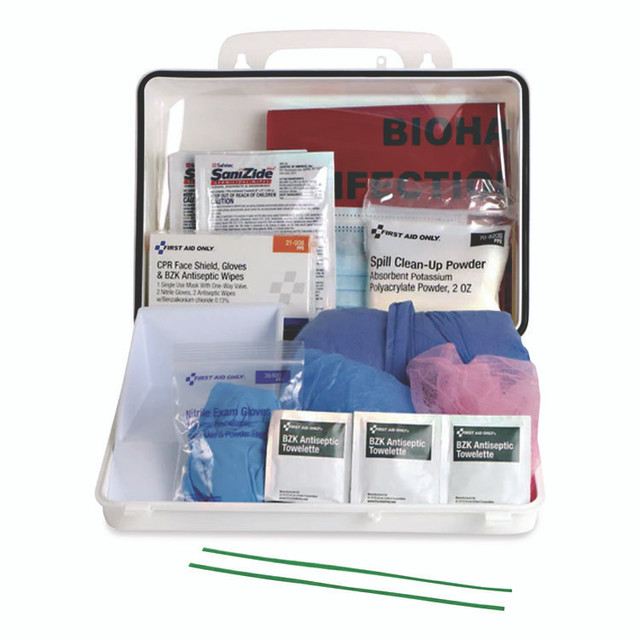 FIRST AID ONLY, INC. 216O Bloodborne Pathogen Spill Clean Up Kit with CPR Pack, 31 Pieces, Plastic Case