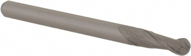 Accupro 12463880 Ball End Mill: 0.12" Dia, 0.36" LOC, 2 Flute, Solid Carbide