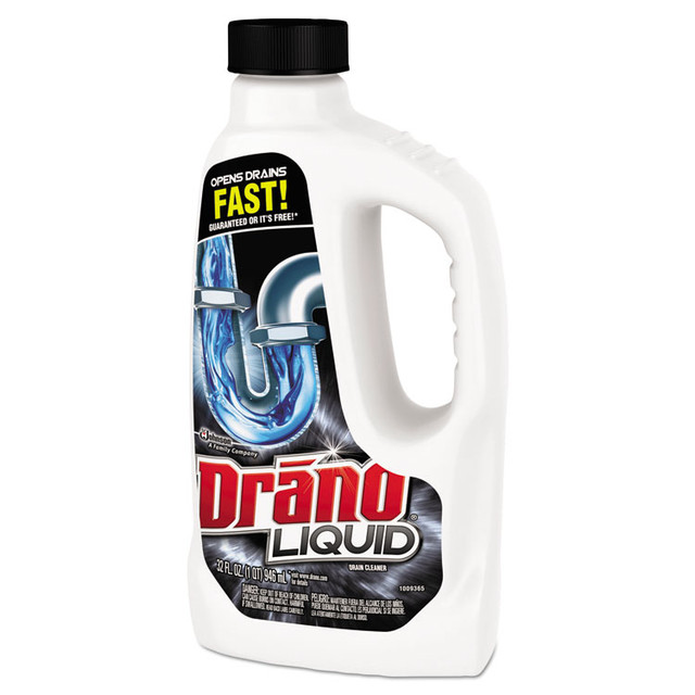 SC JOHNSON Drano® 335712 Liquid Drain Cleaner, 32 oz Safety Cap Bottle, 12/Carton