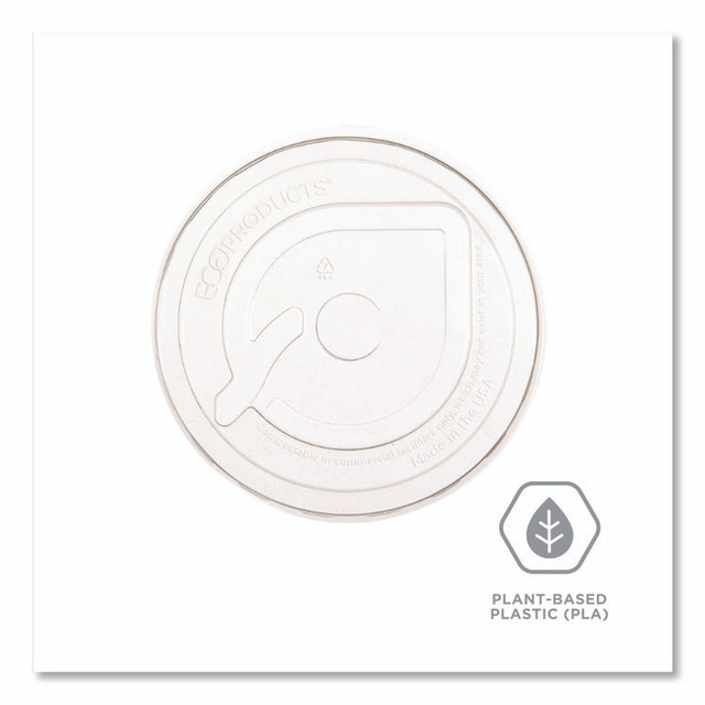 ECO-PRODUCTS,INC. EP-FLCC GreenStripe Cold Cup Flat Lids, Fits 9 oz to 24 oz Cold Cups, Plastic, Clear, 100/Pack, 10 Packs/Carton