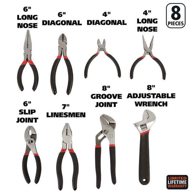 GREAT NECK SAW MFG. 87900 8-Piece Steel Pliers and Wrench Tool Set