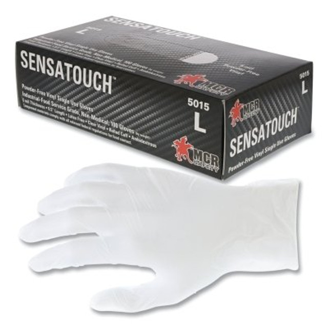 MCR Safety SENSAGUARD Powder-Free Vinyl Disposable Gloves, 5 mil, X-Large, Clear