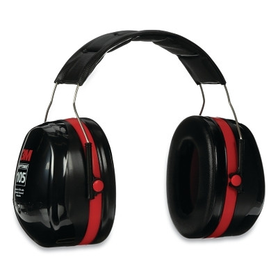 3M™ PELTOR™ Optime™ 105 Earmuffs, 30 dB, Black/Red, Over-the-Head