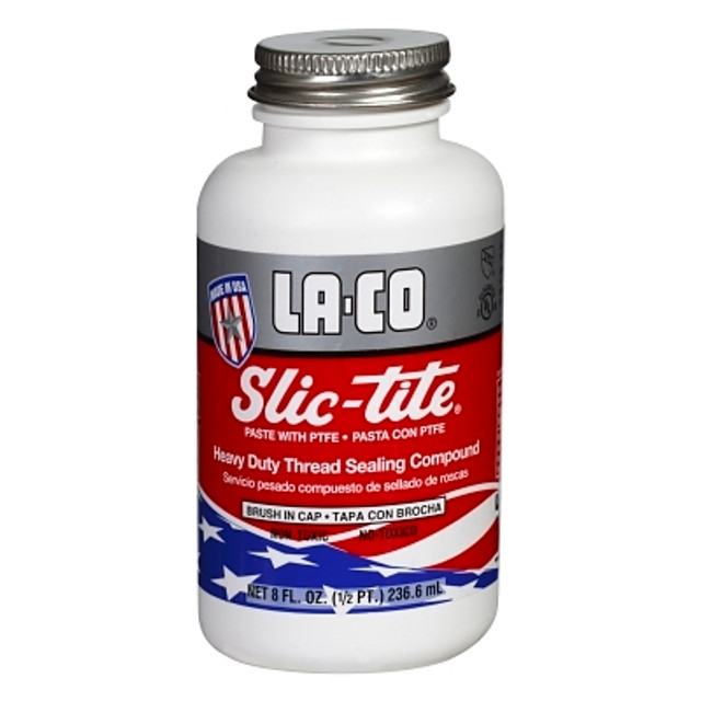 LA-CO Industries Inc LA-CO® Slic-Tite® Paste Thread Sealant with PTFE, 8 oz, Brush In Cap, White