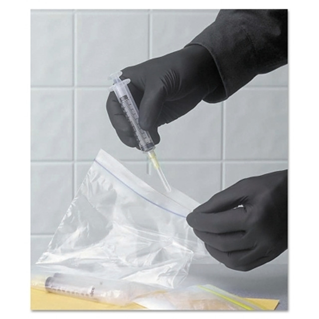 SHOWA® 7700 Series Nitrile Gloves, Rolled Cuff, Medium, Black