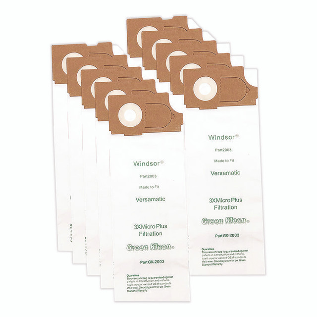 GREEN KLEAN 2003P Replacement Vacuum Bags, Fits AllStar Javelin/Triple S Prosense II/Windsor Versamatic, 10/Pack