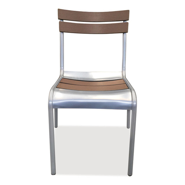 JMC FURNITURE ELCANOCHRSLW Elcano Series Side Chair, Outdoor-Seating, Supports Up to 300 lb, 20" Seat Height, Brown/Silver Seat, Brown Back, Silver Base