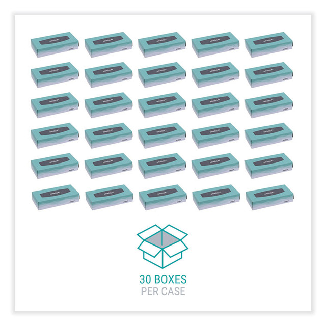 WINDSOFT 2360 Facial Tissue, Flat Pop-Up Box, 2-Ply, White, 100 Sheets/Box, 30 Boxes/Carton